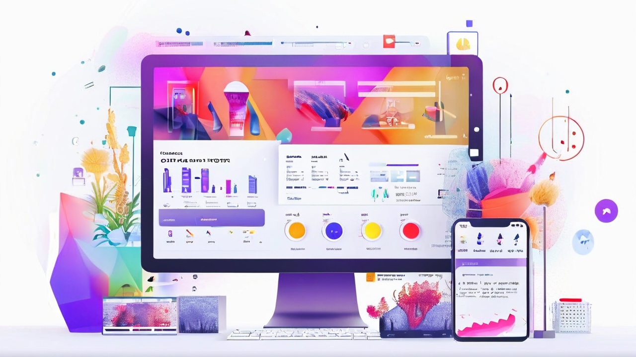 A sleek interface of Ruderne digital platform showing vibrant tools for businesses and creators.